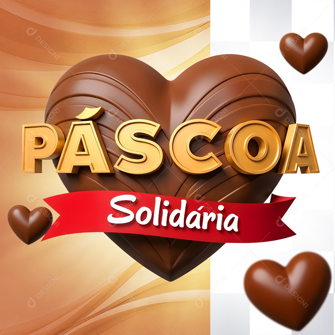Selo 3D Páscoa Solidária Para Composição PSD