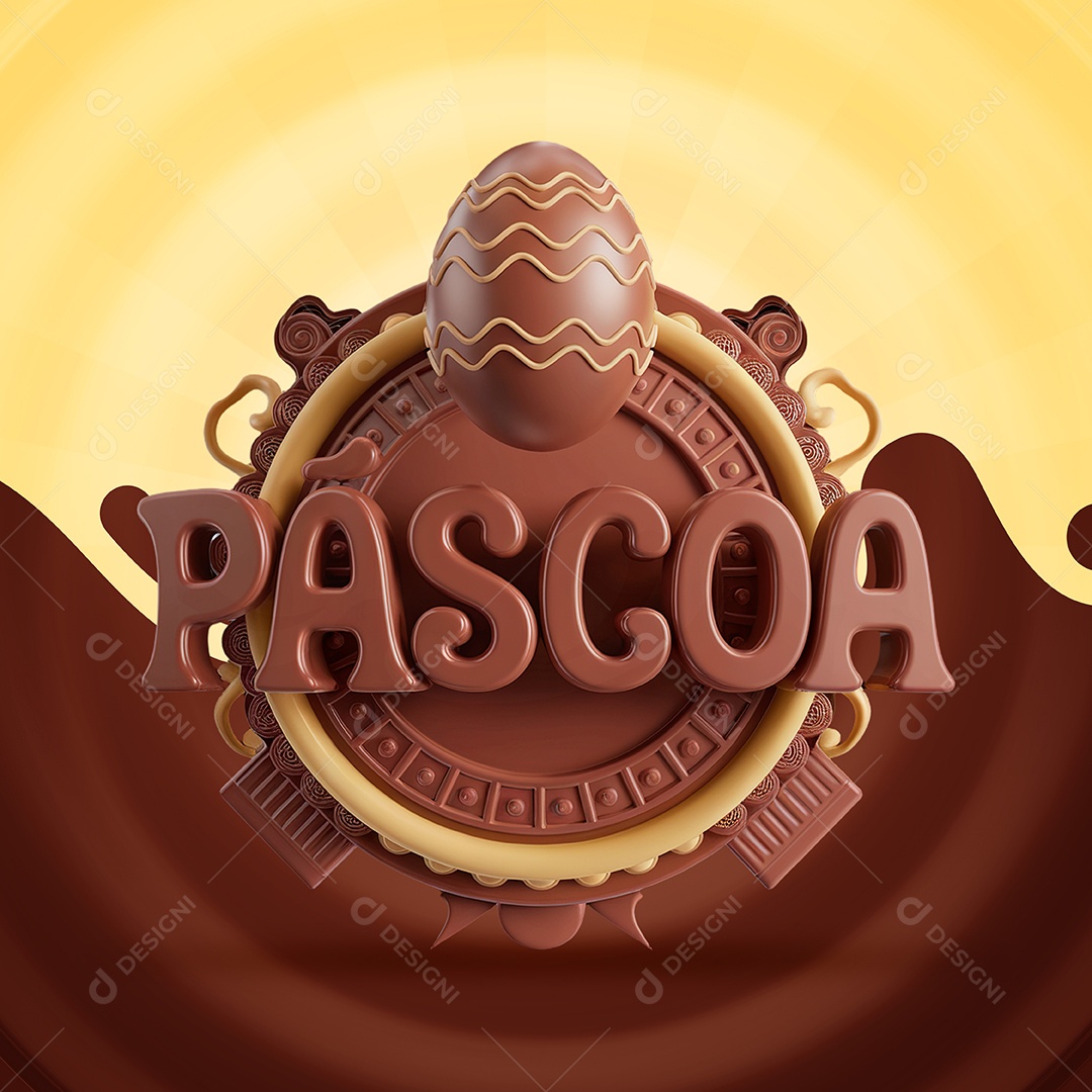 Páscoa Selo 3D para Composição PSD