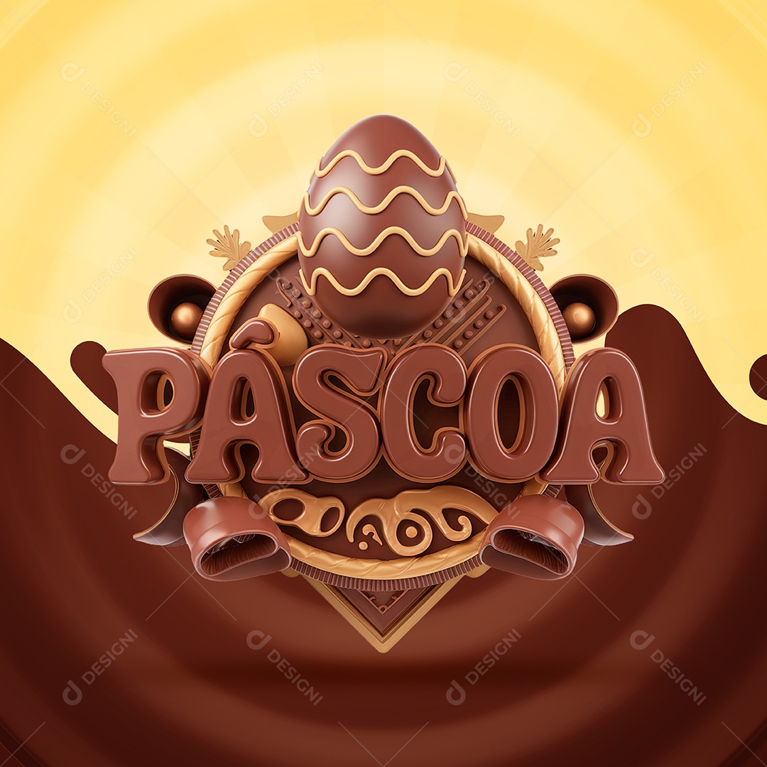 Páscoa Selo 3D para Composição PSD