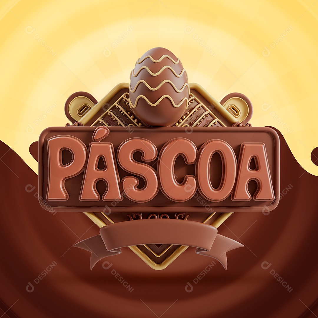 Páscoa Selo 3D para Composição PSD