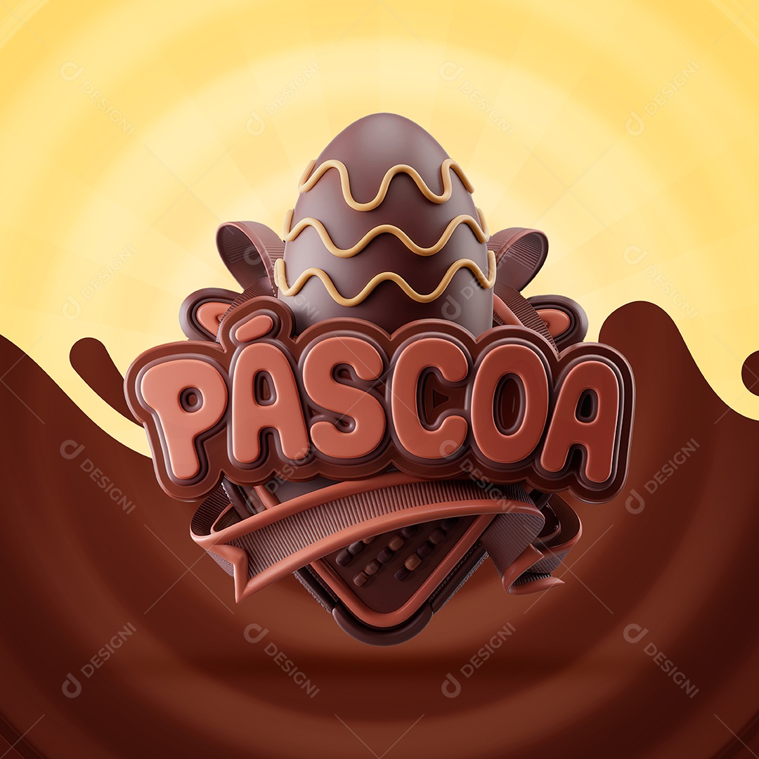 Páscoa Selo 3D para Composição PSD
