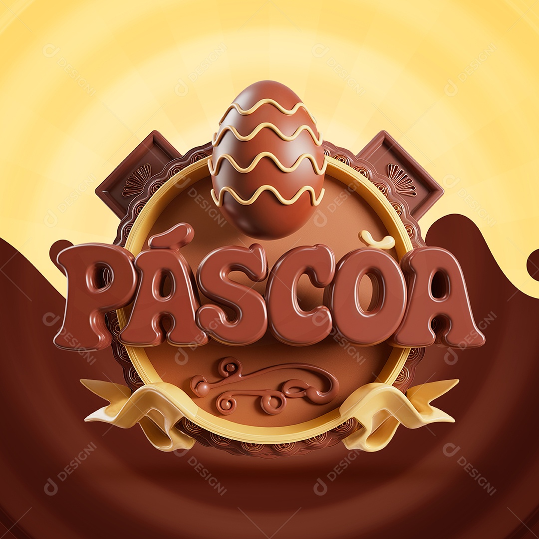 Páscoa Selo 3D para Composição PSD