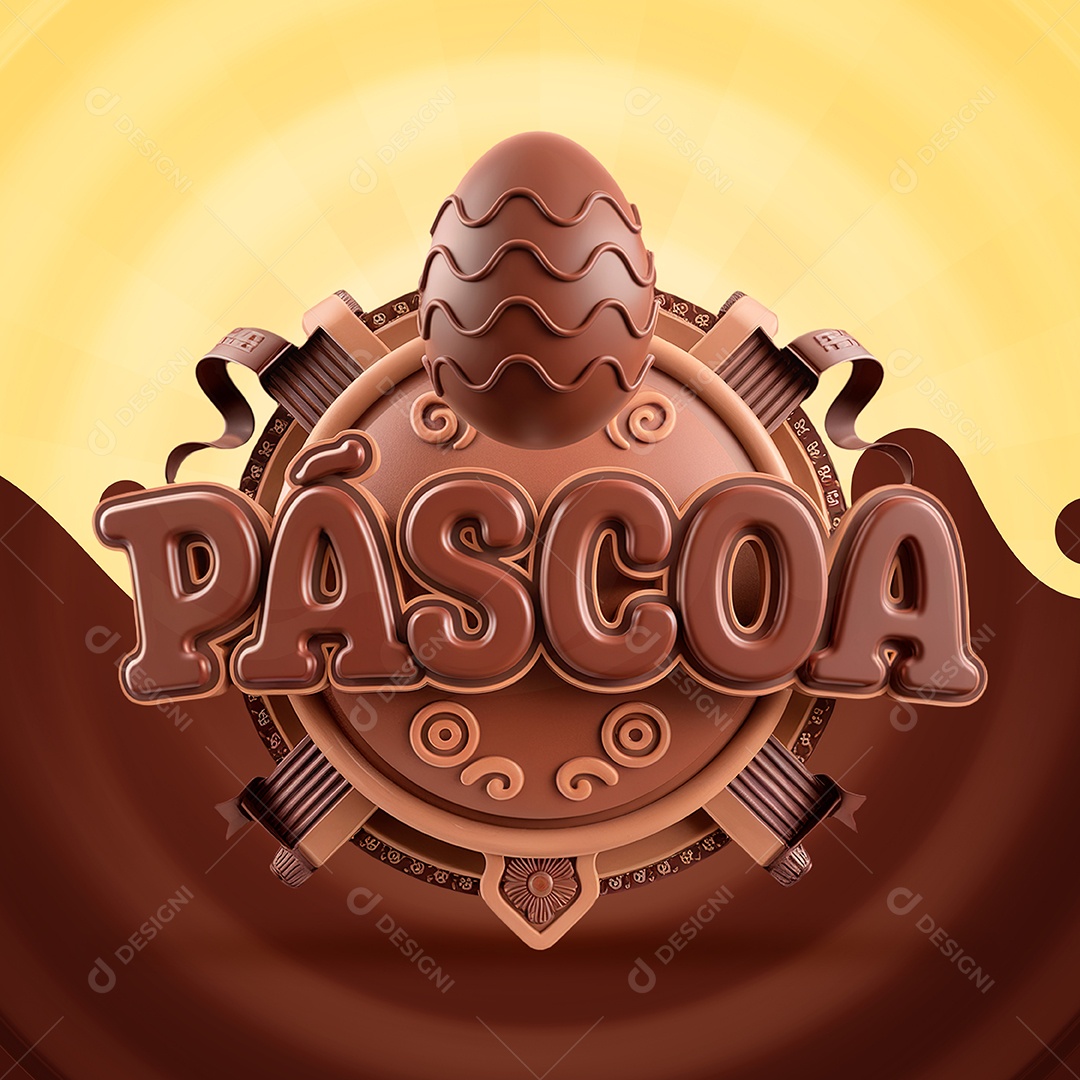 Páscoa Selo 3D para Composição PSD