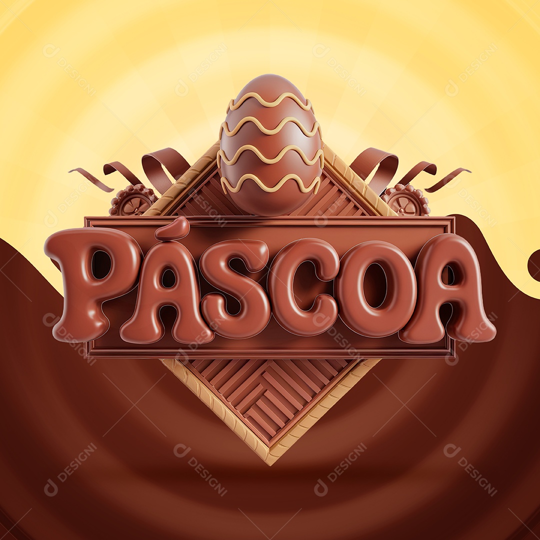 Páscoa Selo 3D para Composição PSD