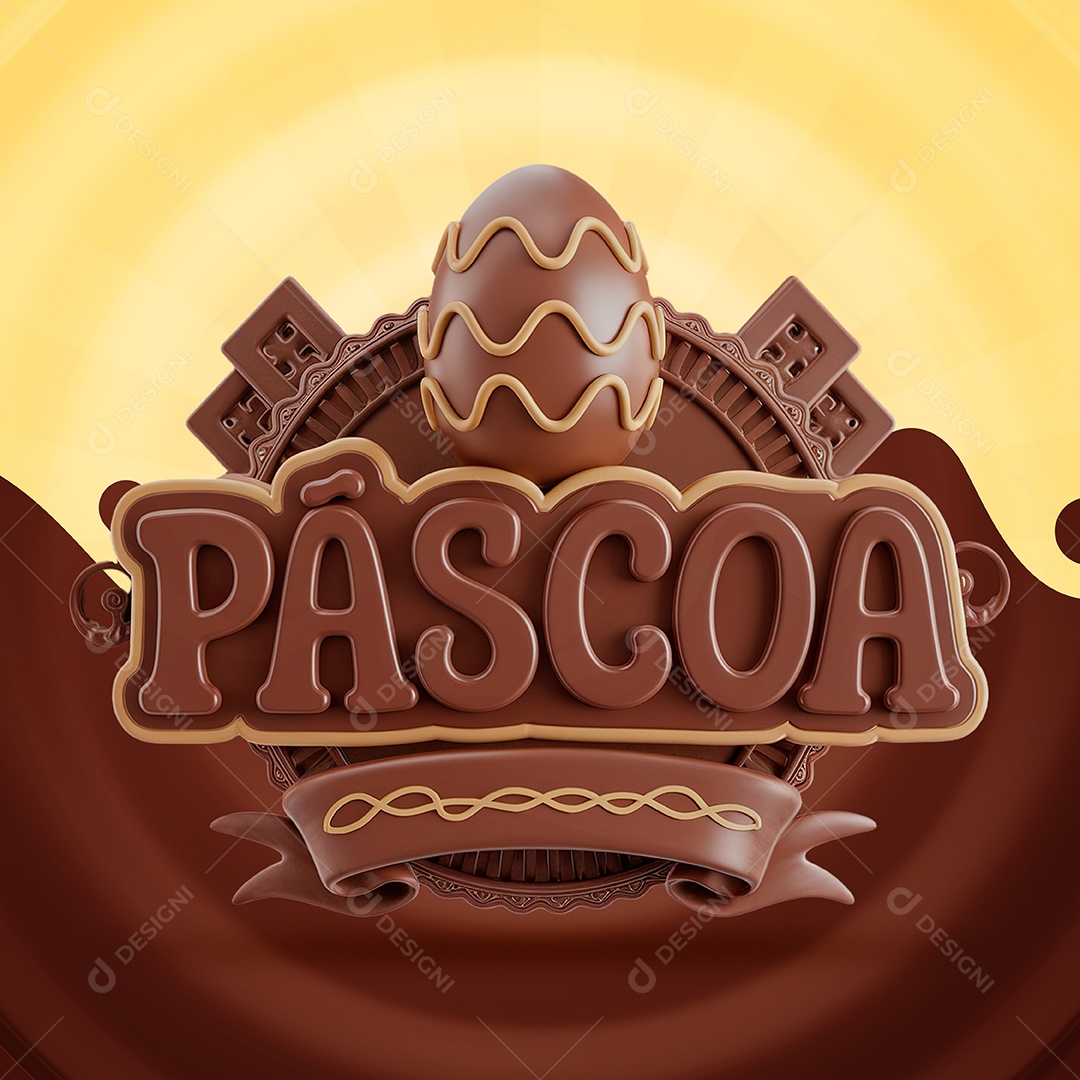 Páscoa Selo 3D para Composição PSD