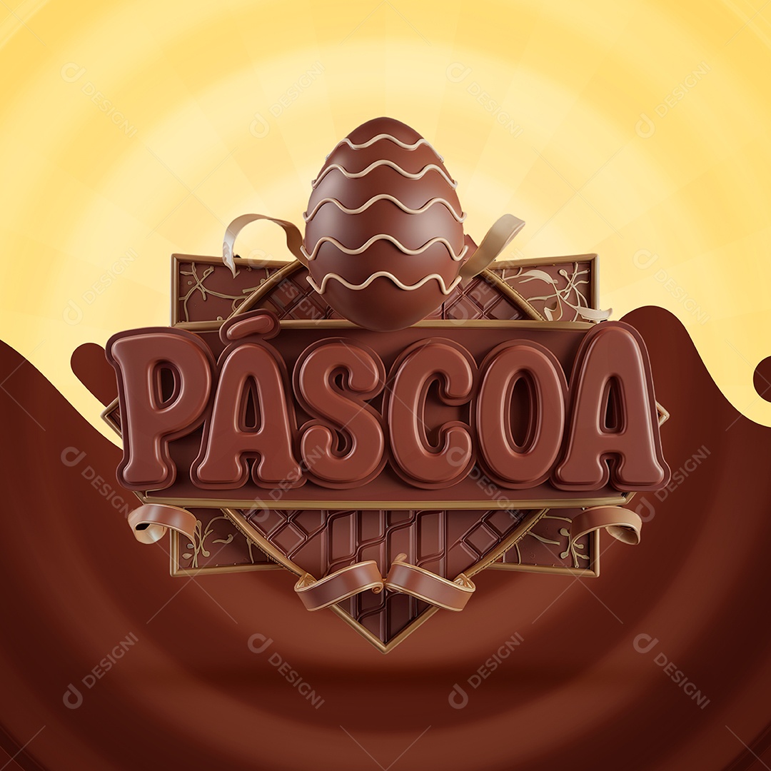 Páscoa Selo 3D para Composição PSD