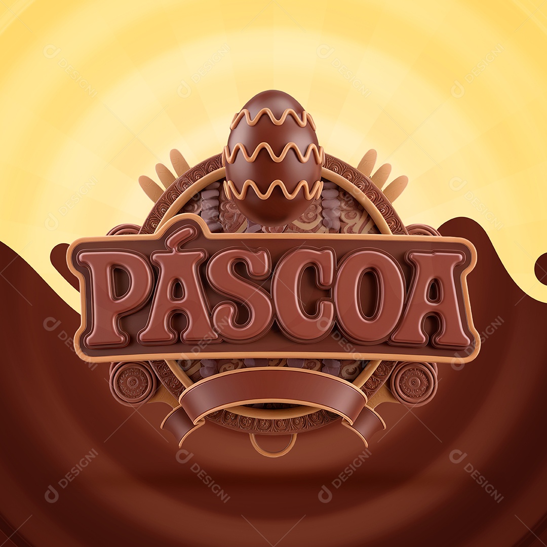 Páscoa Selo 3D para Composição PSD