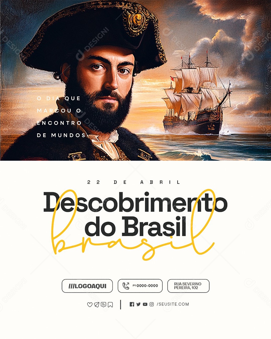 Dia do Descobrimento do Brasil 22 de Abril Social Media PSD Editável