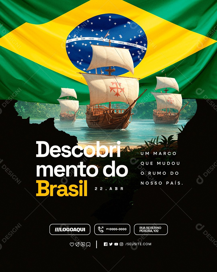 Dia do Descobrimento do Brasil 22 de Abril Um Marco Social Media PSD Editável