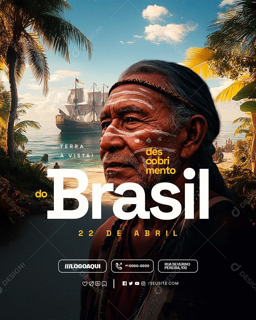 Dia do Descobrimento do Brasil 22 de Abril Terra à Vista Social Media PSD Editável