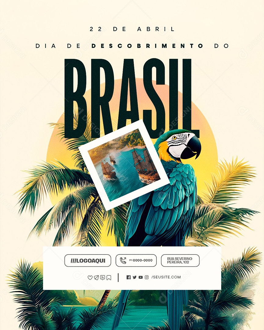 Dia do Descobrimento do Brasil 22 de Abril Social Media PSD Editável