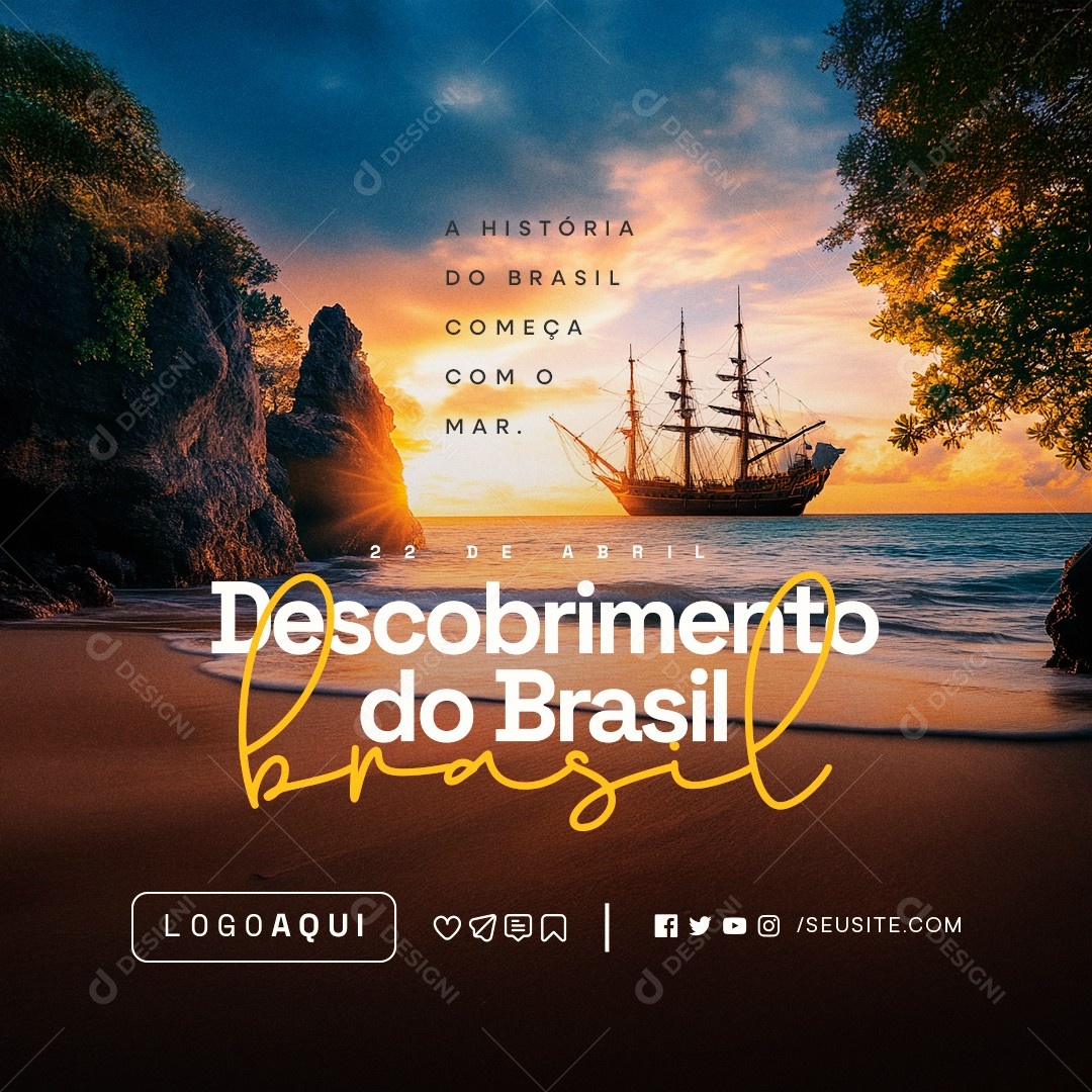Dia do Descobrimento do Brasil 22 de Abril Social Media PSD Editável
