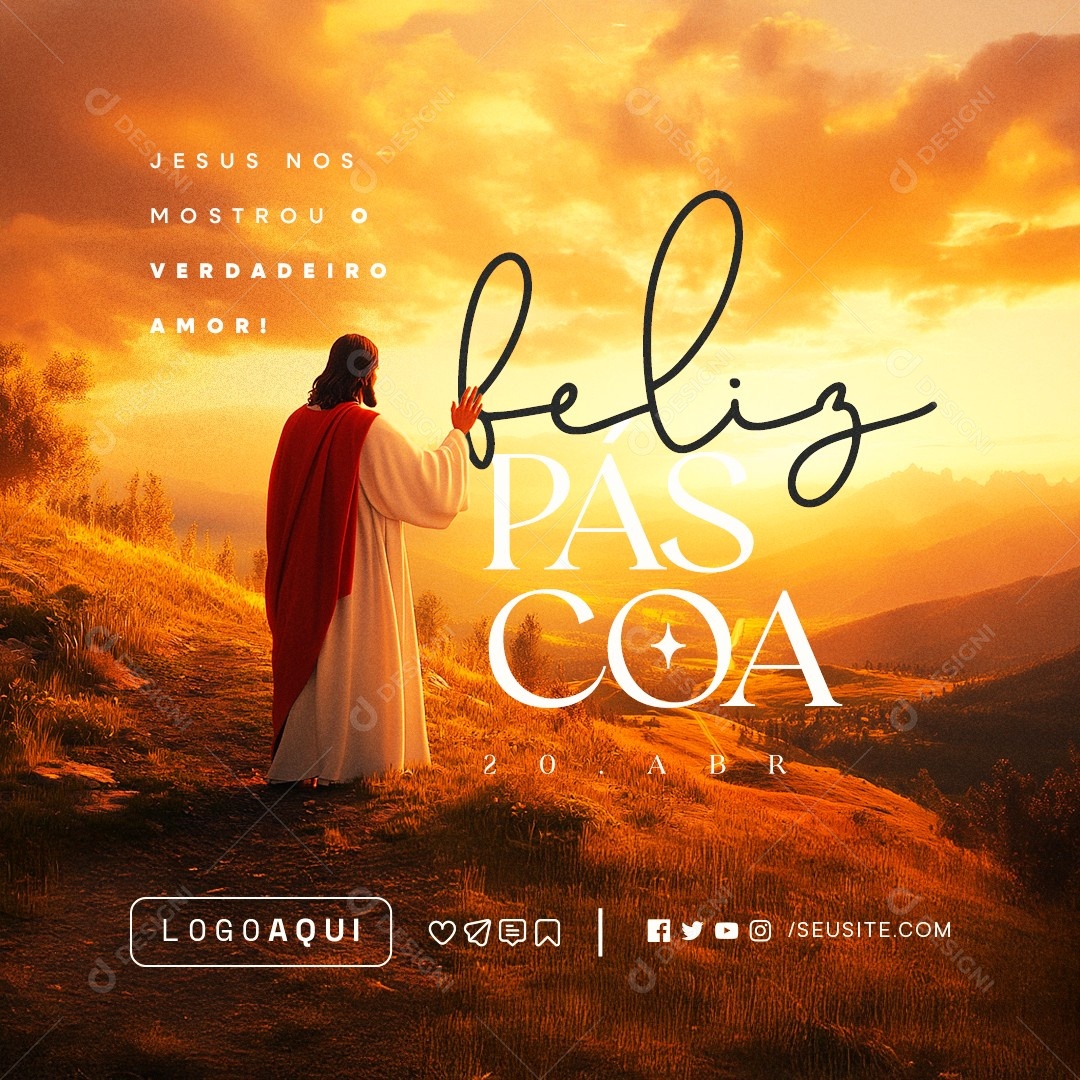 Feliz Páscoa 20 de Abril Social Media PSD Editável