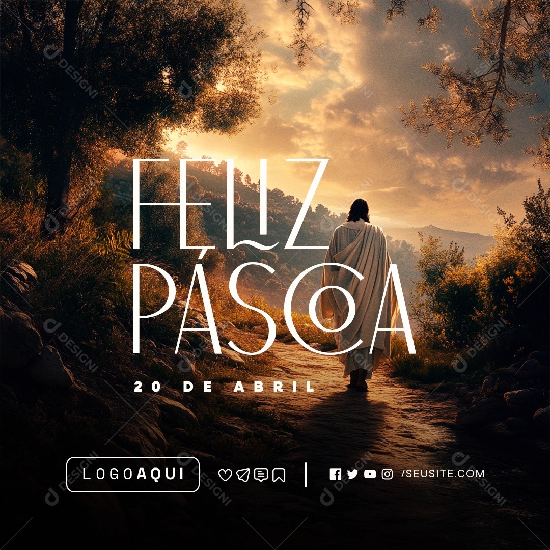 Feliz Páscoa 20 de Abril Social Media PSD Editável