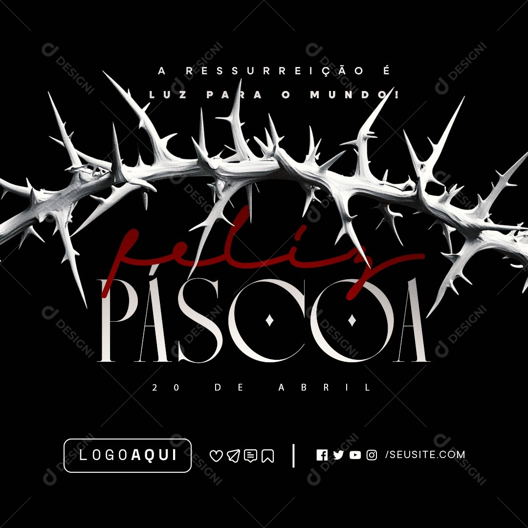 Feliz Páscoa 20 de Abril Social Media PSD Editável