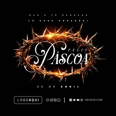 Feliz Páscoa 20 de Abril Social Media PSD Editável
