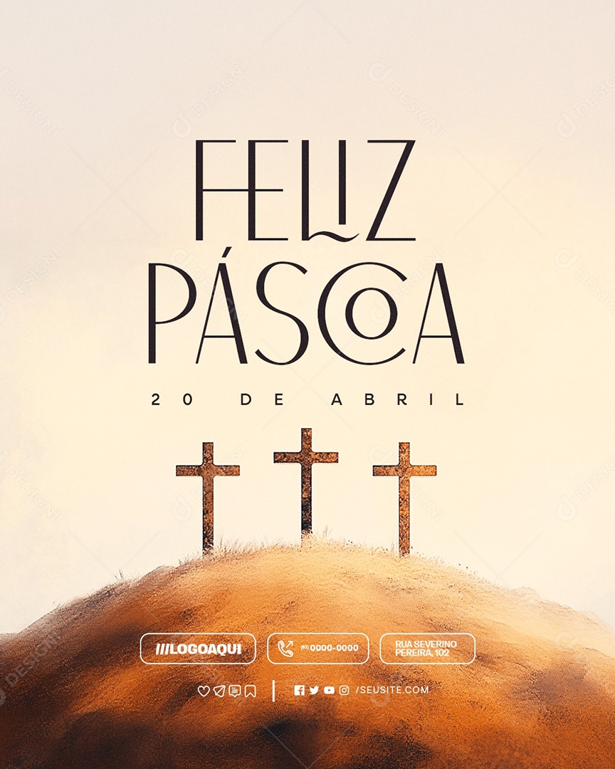Feliz Páscoa 20 de Abril Social Media PSD Editável