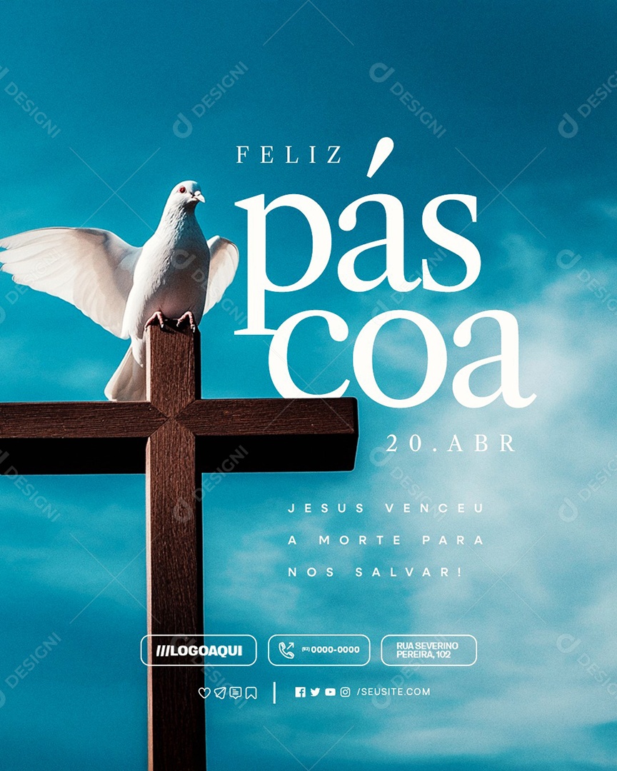 Feliz Páscoa 20 de Abril Social Media PSD Editável