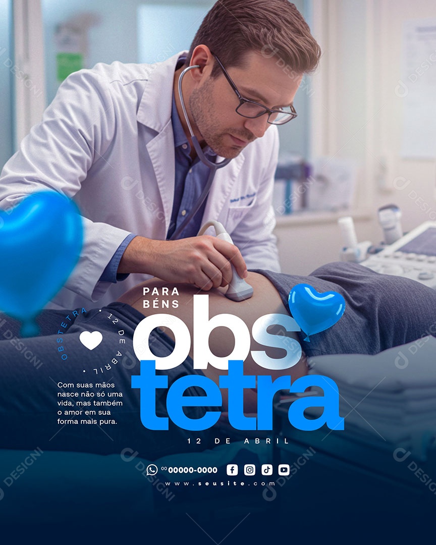 Dia do Obstetra 12 de Abril Social Media PSD Editável