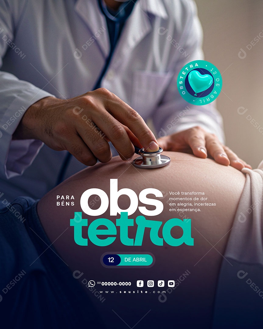 Dia do Obstetra 12 de Abril Social Media PSD Editável