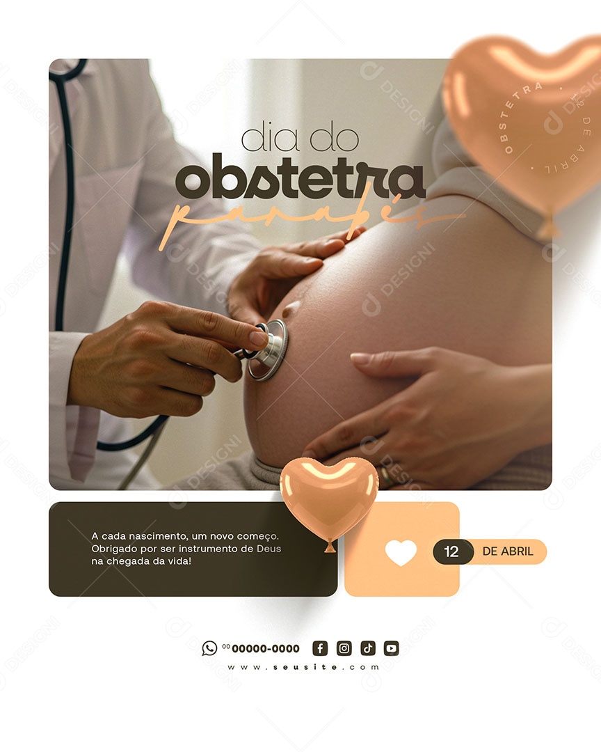 Dia do Obstetra 12 de Abril Social Media PSD Editável