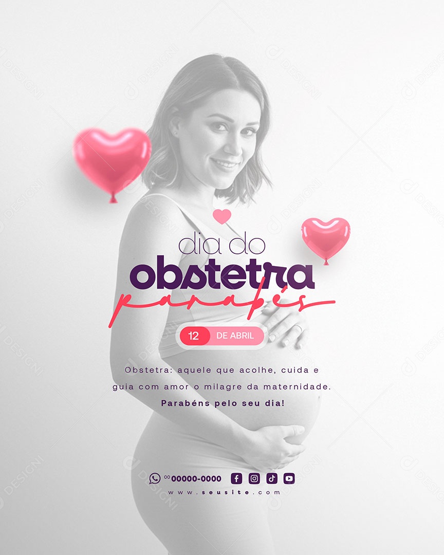 Dia do Obstetra 12 de Abril Social Media PSD Editável