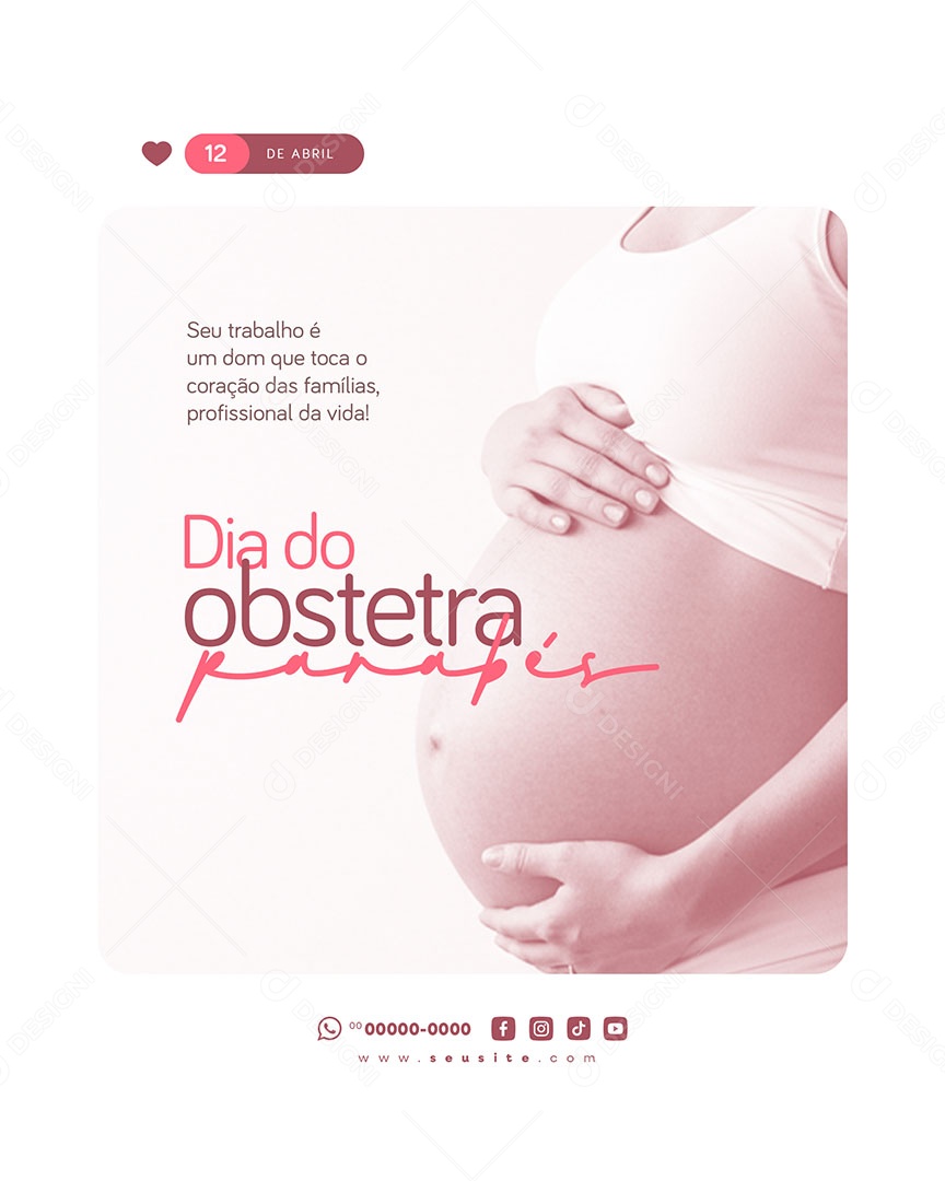 Dia do Obstetra 12 de Abril Social Media PSD Editável