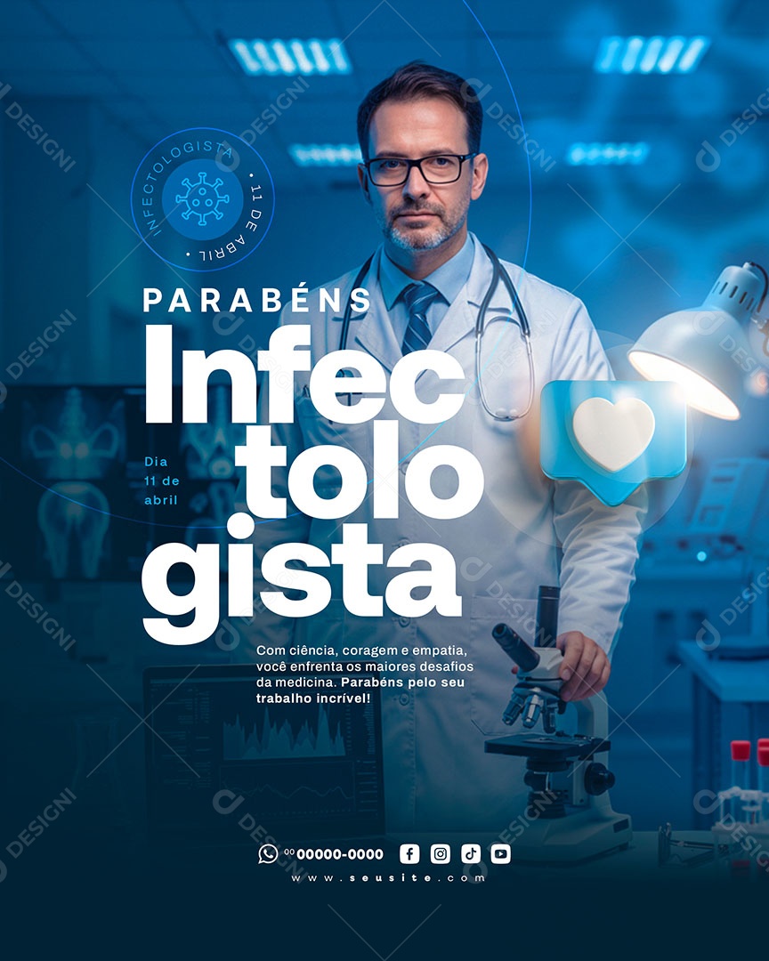 Dia do Infectologista 11 de Abril Social Media PSD Editável