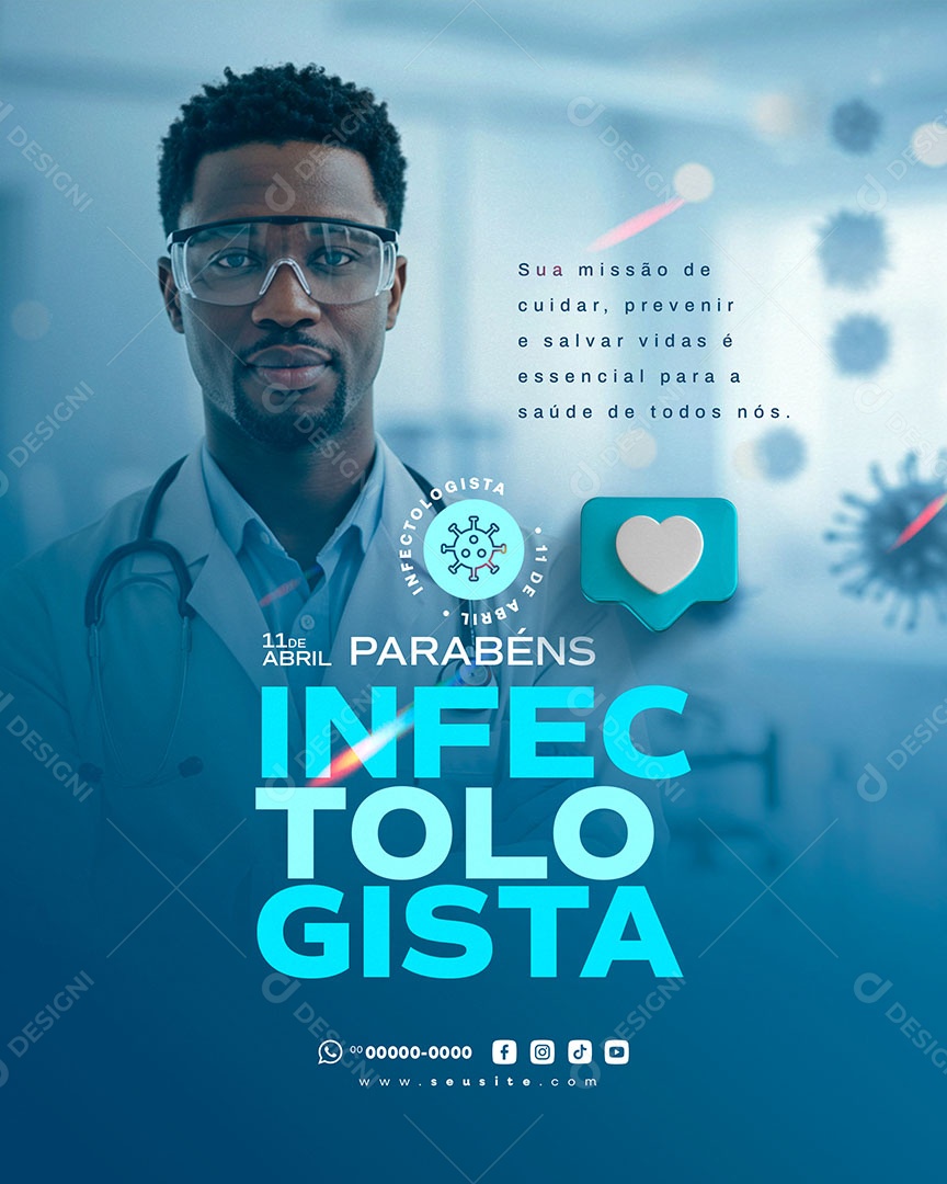 Dia do Infectologista 11 de Abril Social Media PSD Editável
