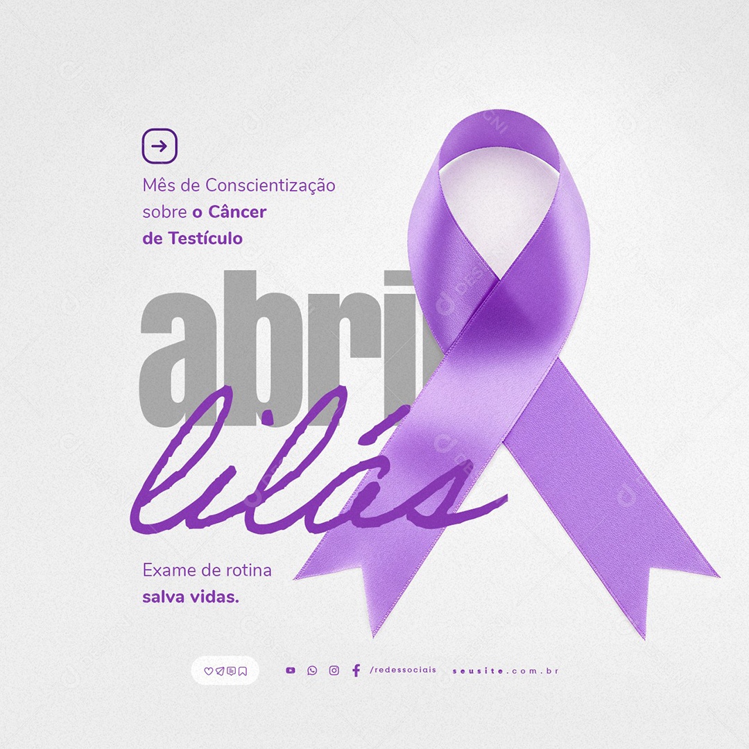Abril Lilás Exame de Rotina Salva Vidas Social Media PSD Editável