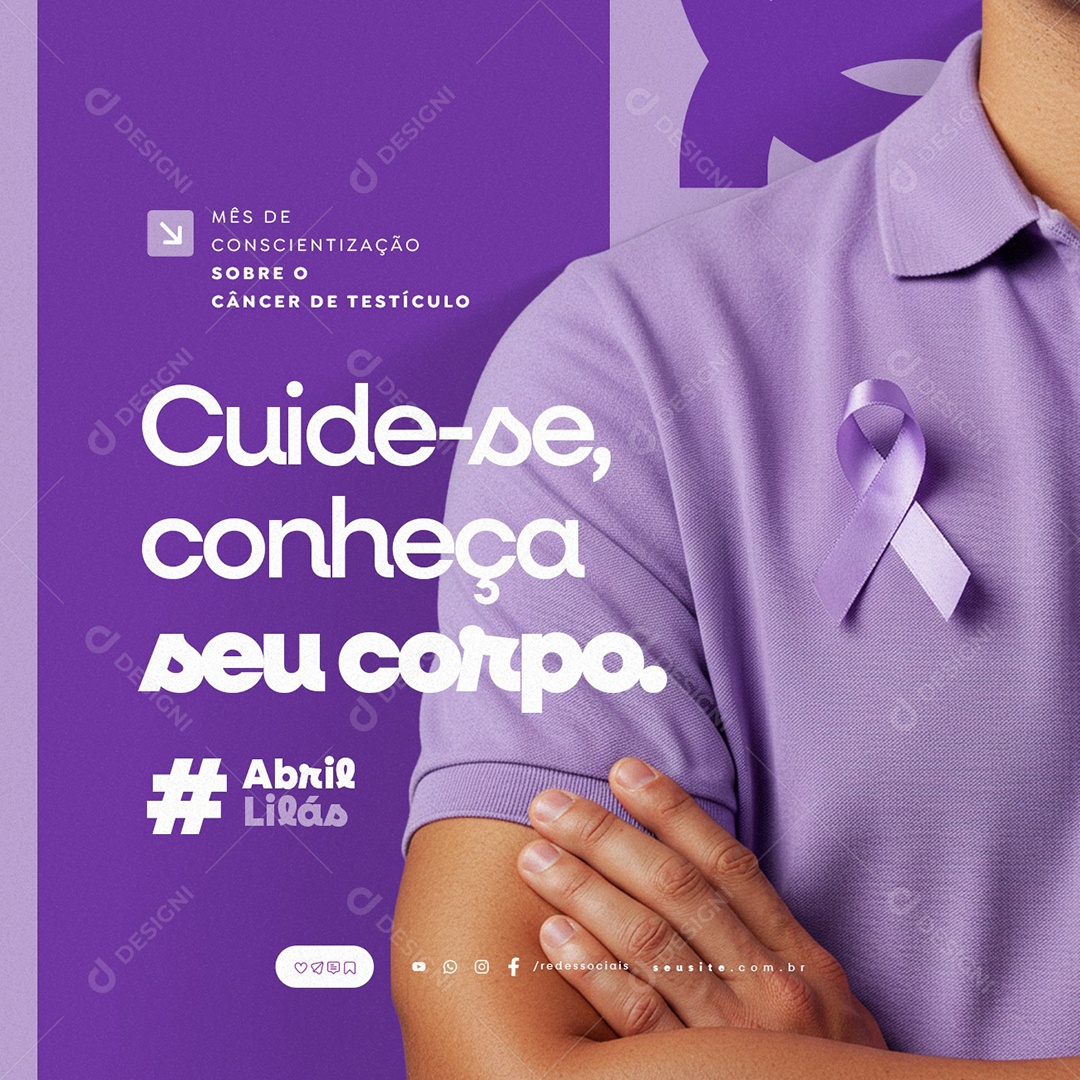 Abril Lilás Cuide-Se Social Media PSD Editável