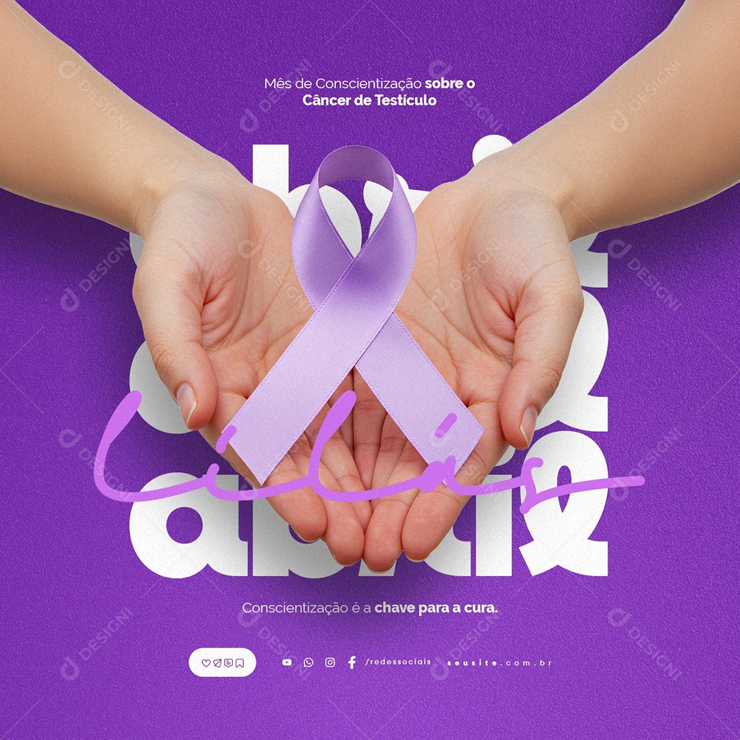 Abril Lilás Conscientização é a Chave para A Cura Social Media PSD Editável