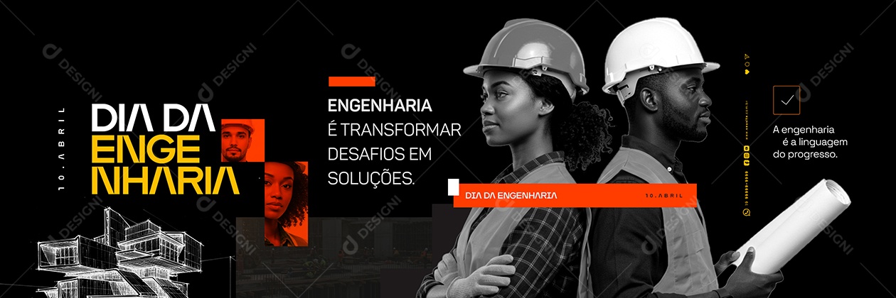Carrossel Dia da Engenharia 10 de Abril Social Media PSD Editável