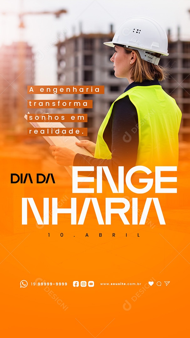 Story Dia da Engenharia 10 de Abril Social Media PSD Editável
