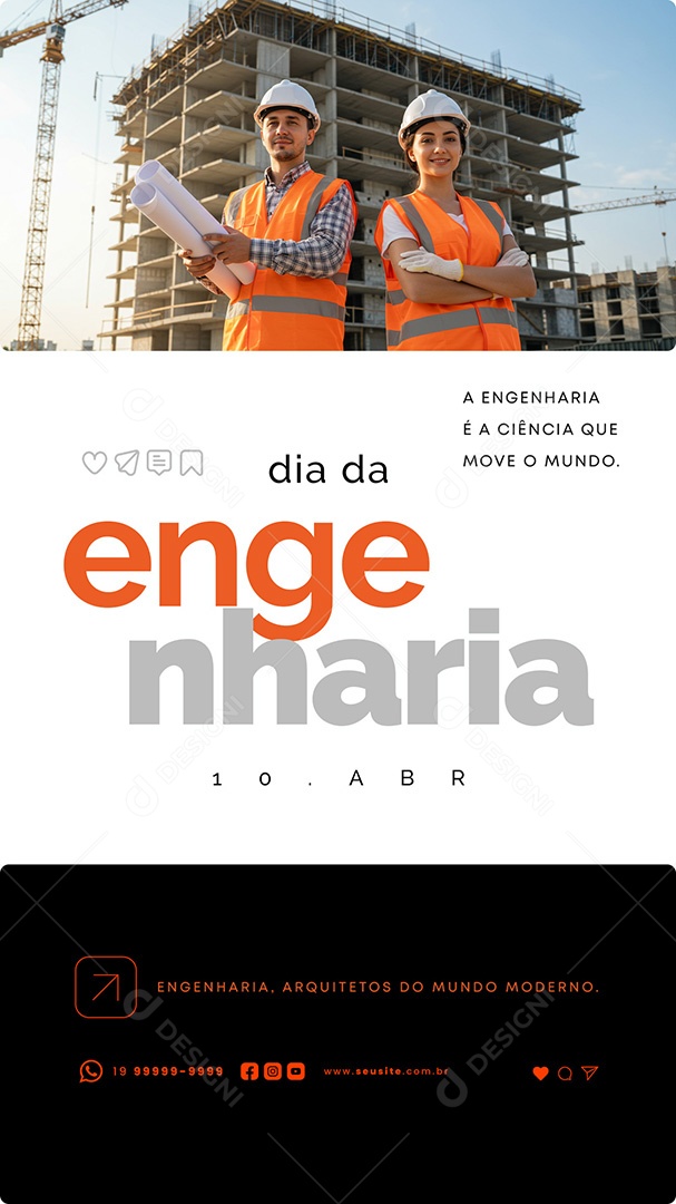 Story Dia da Engenharia 10 de Abril Arquitetos do Mundo Moderno Social Media PSD Editável