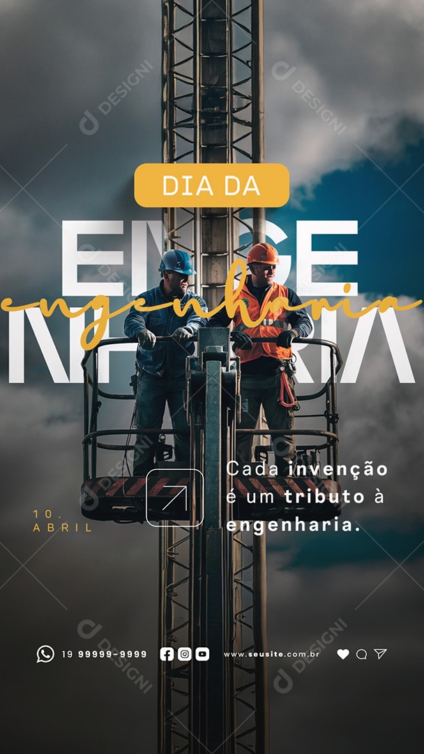 Story Dia da Engenharia 10 de Abril Cada Invenção Social Media PSD Editável