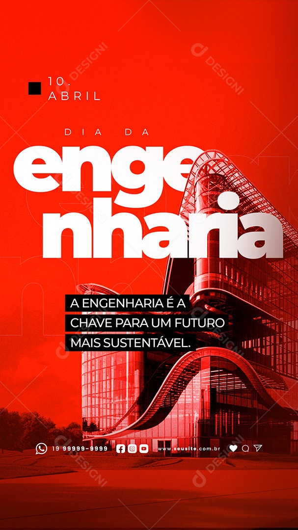 Story Dia da Engenharia 10 de Abril Chave para Um Futuro Social Media PSD Editável