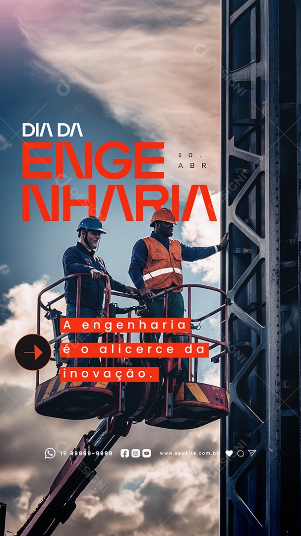 Story Dia da Engenharia 10 de Abril Alicerce da Inovação Social Media PSD Editável