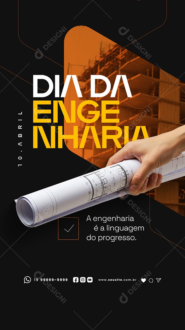 Story Dia da Engenharia 10 de Abril Social Media PSD Editável