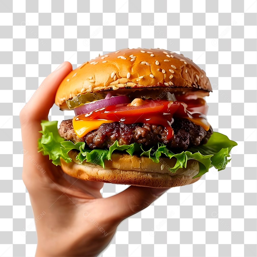 Mão Segurando Hambúrguer PNG Transparente