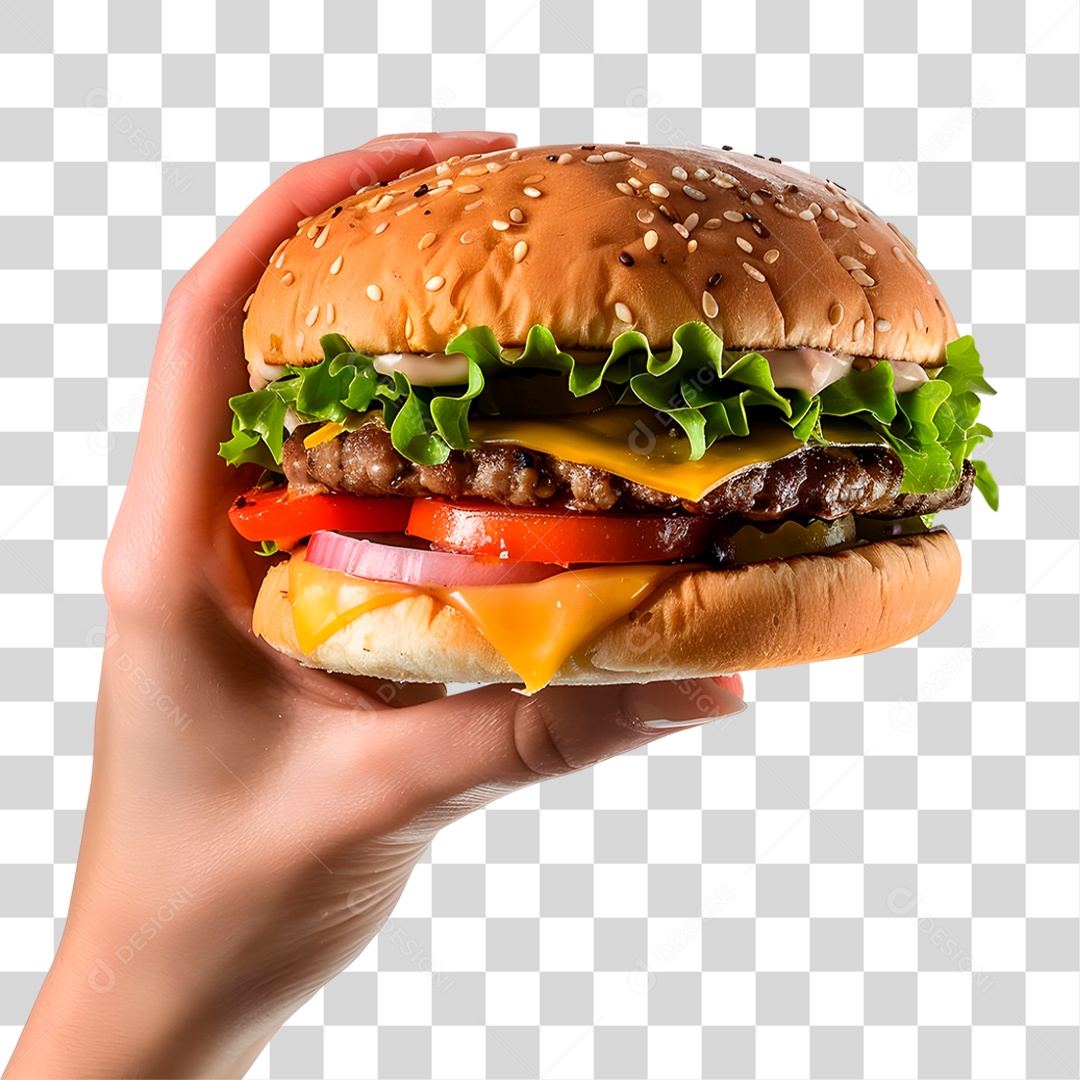 Mão Segurando Hambúrguer PNG Transparente