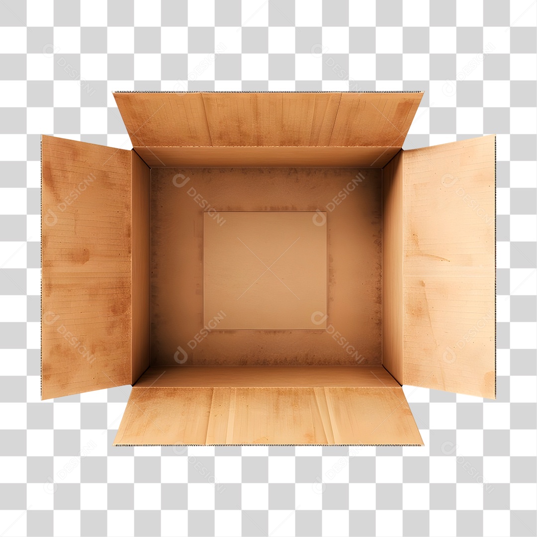 Caixa de Papelão Aberta PNG Transparente