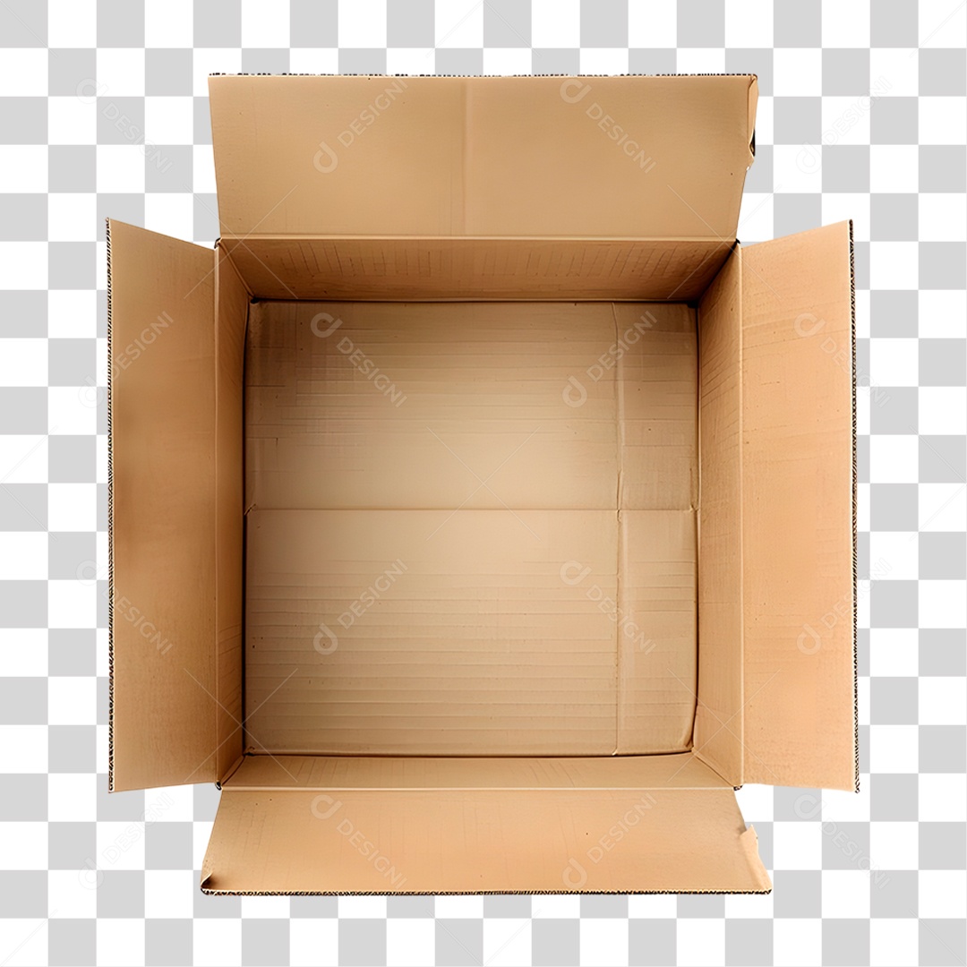 Caixa de Papelão Aberta PNG Transparente