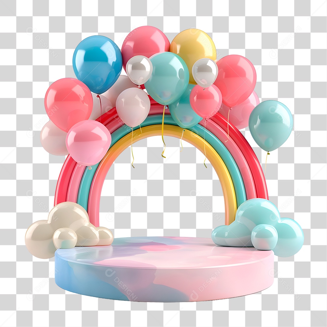 Pódio 3D Decorativo PNG Transparente