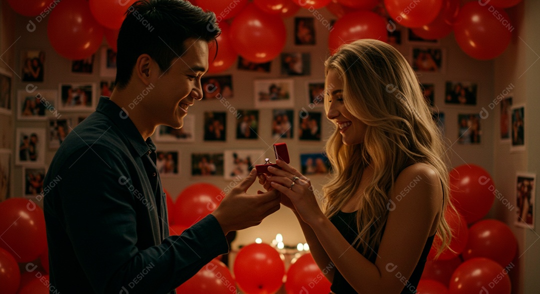 Lindo casal felizes celebrando aniversário de namoro