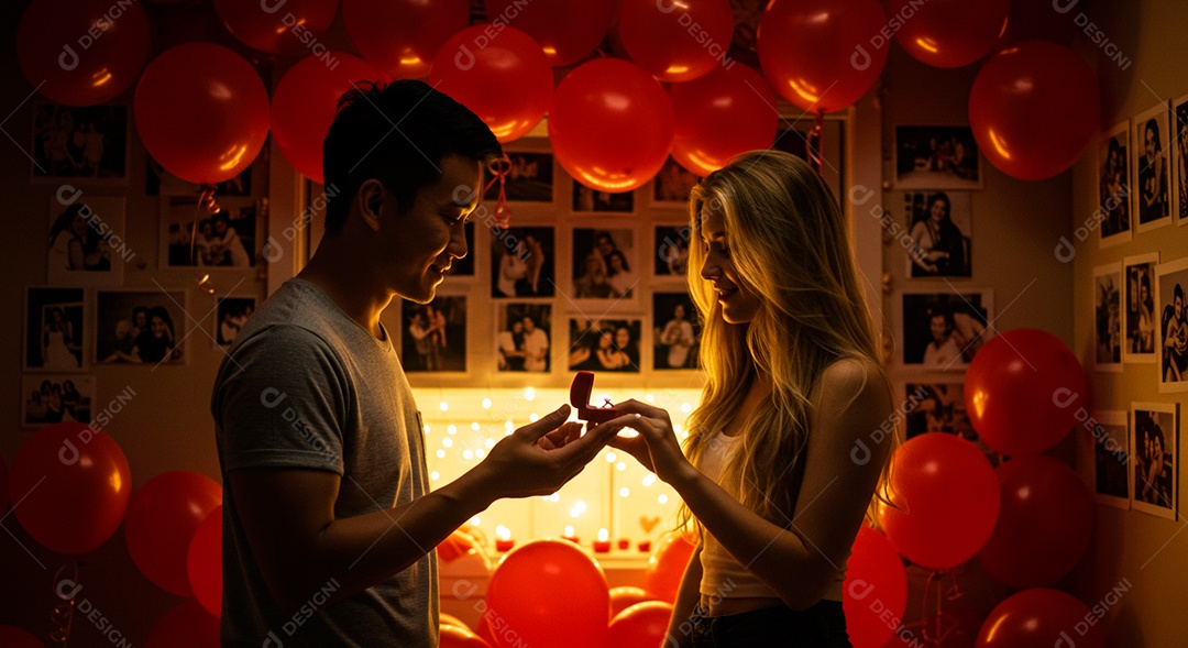 Lindo casal felizes celebrando aniversário de namoro