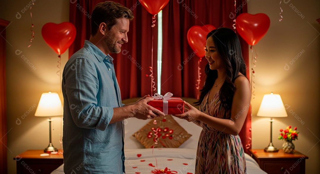 Lindo casal felizes jovens celebrando aniversário de namoro