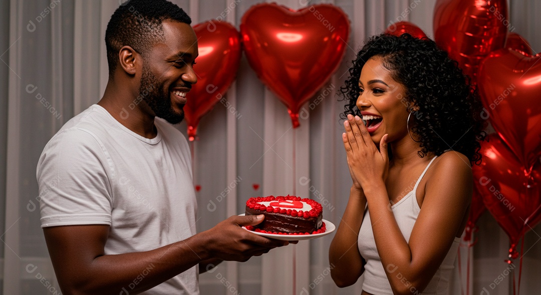 Lindo casal felizes celebrando aniversário de namoro