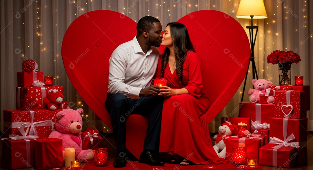 Lindo casal felizes celebrando aniversário de namoro