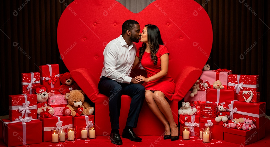 Lindo casal felizes celebrando aniversário de namoro